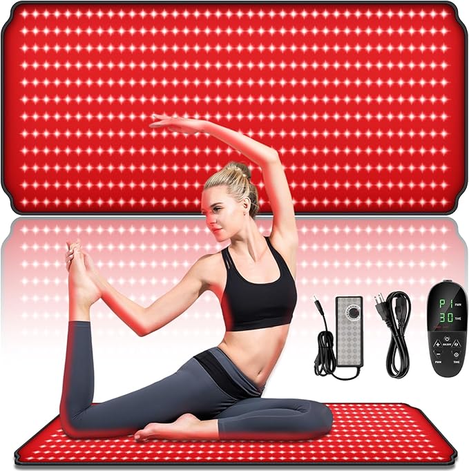 Red Light Therapy for Body, Red Light Therapy Mat with 660nm & 850nm Dual Wavelength, 480 LEDs redlight with Adjustable Timer & Intensity, Gifts for Women Men