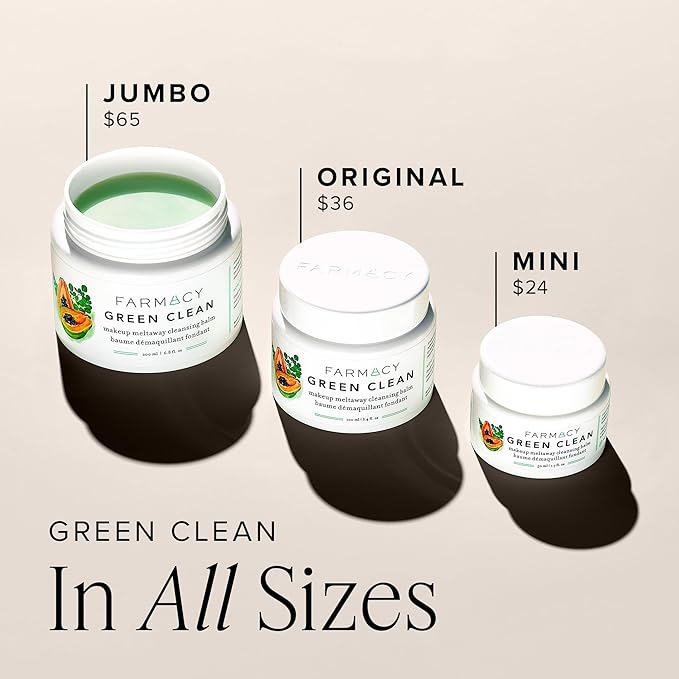 Farmacy Makeup Remover Cleansing Balm - Green Clean Waterproof Makeup Remover + Oil Based Cleanser - Gentle Exfoliating Double Cleanser - Melts From Balm to Milky Lather (200ml)