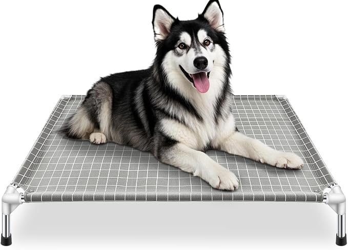 Elevated Dog Bed Pet Cot - Dog Cots Beds, Detachable Raised Cat Pet Bed, XL | 0.5mm stainless steel frame,Heavy-duty double-layer cotton fabric, Extra-large resting platform, Portable for outdoor camping