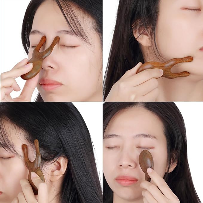 OULIGET Natural Wooden Nose Guasha Massage Tools Anti-Static, Eyes Facial Wood Gua Sha Tool,face Manual Massager Tool, Multifunctional Handheld Meridians Acupoint Massage Tool,1 Pieces.
