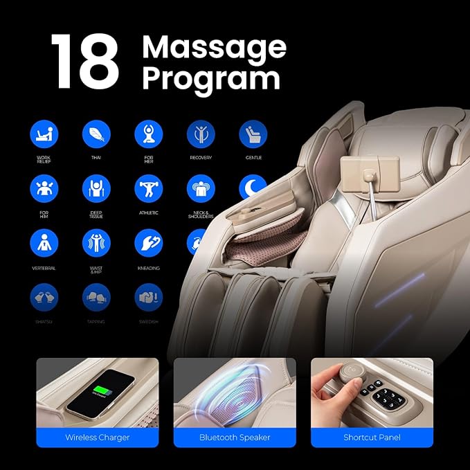 Osaki OS-3D Champ II | Taupe | Full Body Massage Chair | 3D SL-Track Full Body Massage Chair | Zero Gravity | Lumbar Heating | Touchscreen Controller | Auto Body Scan | Bluetooth Speaker