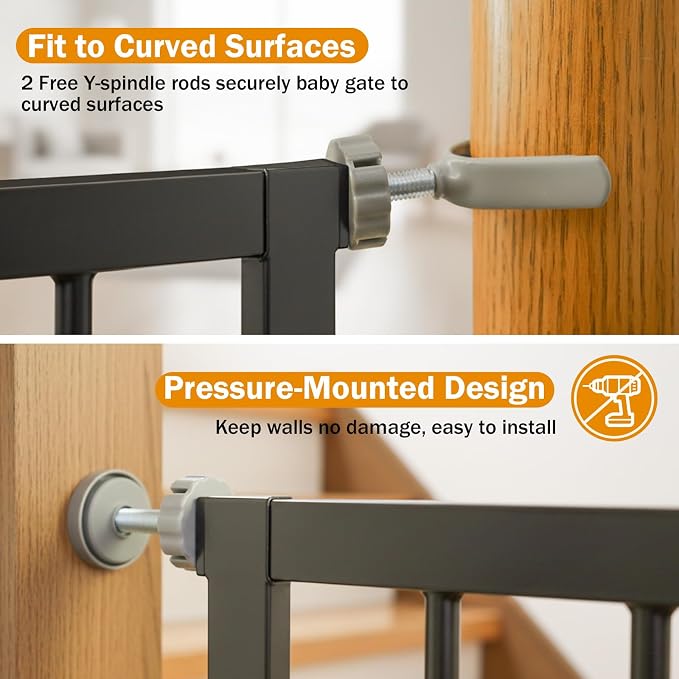 Mumeasy 29.7-43" Baby Gate for Stairs & Doorways, Pressure Mounted Dog Gate