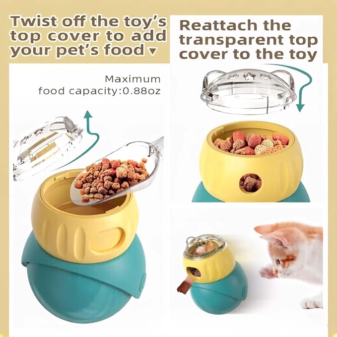 Cat Puzzle Feeder, Interactive Cat Dog Toys,Treat Dispenser(Yellow+Green)