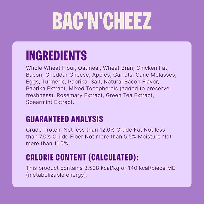 Wellness Old Mother Hubbard Classic Bac'N'Cheez Dog Biscuits, Natural Training Treats, Bacon and Cheese Flavor, Small Size, 20 oz Bag