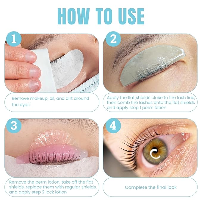 Libeauty 1mm Ultra Thin Flat Lash Lift Shields, Korean Lash Lift Pads for Step 1 Softening Only, Self Adhesive Glueless Silicone Lash Rods with Storage Case, Professional & DIY Supplies, Blue