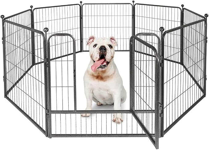 CAPHAUS 24/32/40 Inch Height Bold Metal Foldable Heavy-Duty Pet Playpen with Door, Available in 8/16/24/32 Panels Indoor/Outdoor Portable Kennel, Dog/Animals Exercise Fence Cage for Yard, RV, Camping