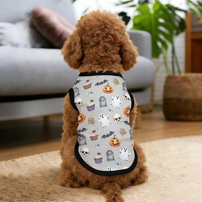 Halloween Pet Vest Pumpkin Boo Pet Shirts Small | candy dessert Dog Shirt Vest cute pet Sleeveless Vests Ice Silk Dog T-Shirts holiday Dog Clothes Halloween Canine Wear