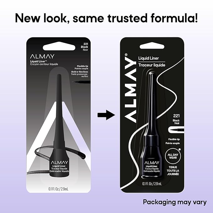 Almay Liquid Eyeliner, Waterproof, Fade-Proof Eye Makeup, Easy-to-Apply Liner Brush (Packaging May Vary), 222 Brown