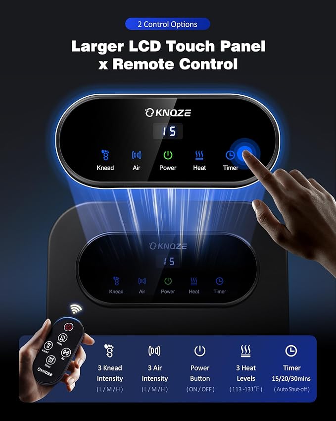 KNQZE Foot Massager with Heat and Remote, Shiatsu Deep Kneading Feet Massager for Plantar Fasciitis & Neuropathy, Foot Warmer, Gifts for Mom Women Men Dad, Fits Up to Men Size 12