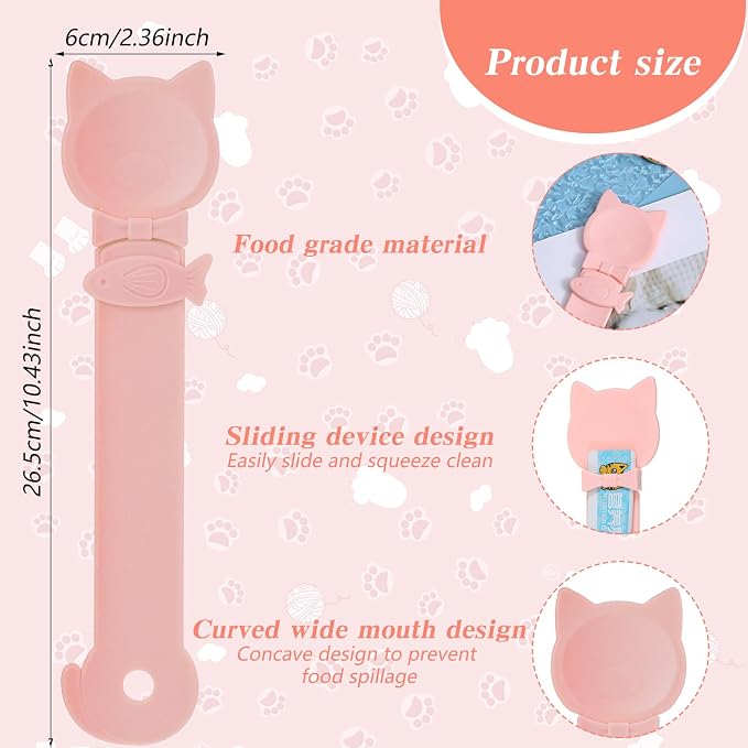 Cat Treat Spoon Squeeze, 10.43 X 2.36 in Cute Churu Spoon, Multifunctional Cats Treat Feeder Spoons, Comfortable Grip for Lickable Treats Feeding Dispenser for Wet Food,Pink