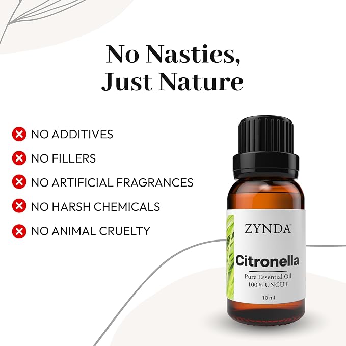 Citronella Oil 100% Pure Essential Oil – Premium Aromatherapy Citronella Essential Oil for Diffuser, Skin, Hair, and Scalp Care – Steam Distilled, Therapeutic Grade Natural Extract – 10ml Bottle
