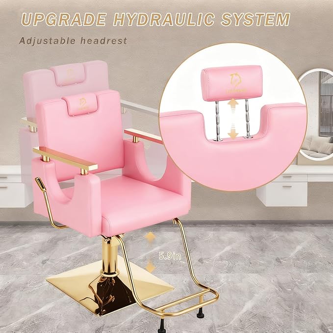 Heavy Duty Barber Chair, 360° Swivel Reclining Salon Chair for Hair Stylist, Height Adjustable Hydraulic Hairdressing Chair with Footrest for Barber Shop, Beauty Salon, Hairdressers