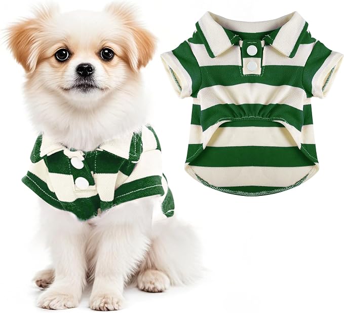 Pistha Dog Shirt Polo Shirt Striped Puppy Clothes for Boy Girl Pets | Dog Shirt Dog Clothes Pet Clothes with Summer Button Up for Small Medium Dogs Cats