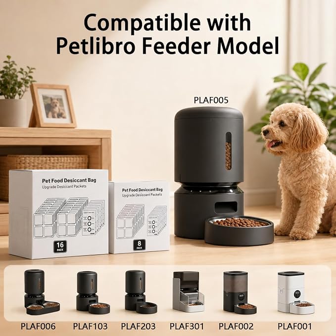 32Pcs Pet Food Desiccant Bags for Petlibro Automatic Cat dog Feeders - Keeps Pet Products Dry and fresh, Moisture Absorber, for Model PLAF001, PLAF101, PLAF005, PLAF006, PLAF103, PLAF203