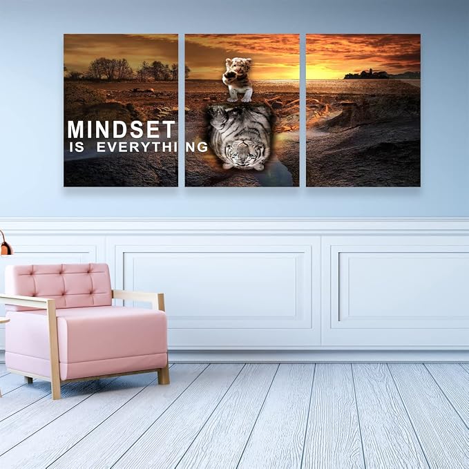 3 Pieces Inspirational Wall Art Motivational Quotes Wall Decor Office Painting Picture Poster Print Artwork Motivational Canvas Wall Art Framed for Living Room Bedroom(48" W x 24''H)