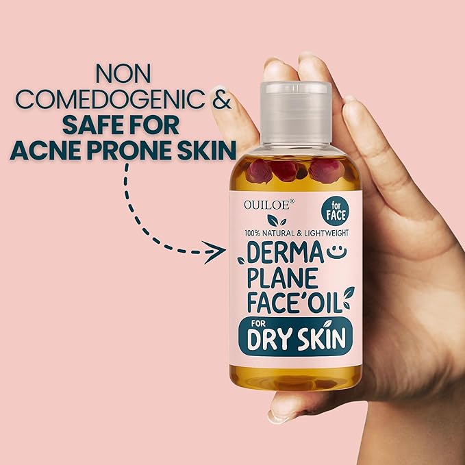 Dermaplane Oil for Women with Dry Skin - Face Shaving Oil - Non Comedogenic, Fragrance Free, Natural & Lightweight - Use with Dermaplane Razor for Women Face, 2oz by Ouiloe