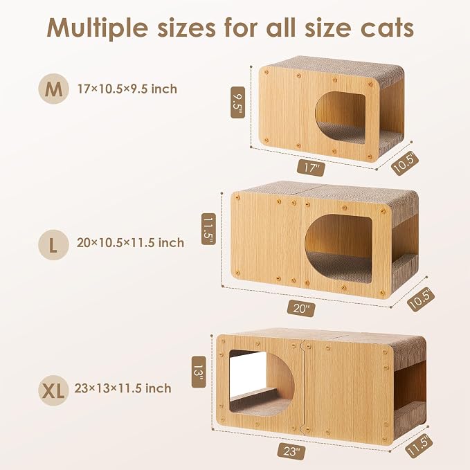 EHEYCIGA Cardboard Cat Scratcher House, 23-Inch Cat Scratch pad, Brown | Cat Scratching Board for Indoor Cats, High-density Corrugated Paper, Multi-function, Anti-scratch, Easy Install, Extra Large