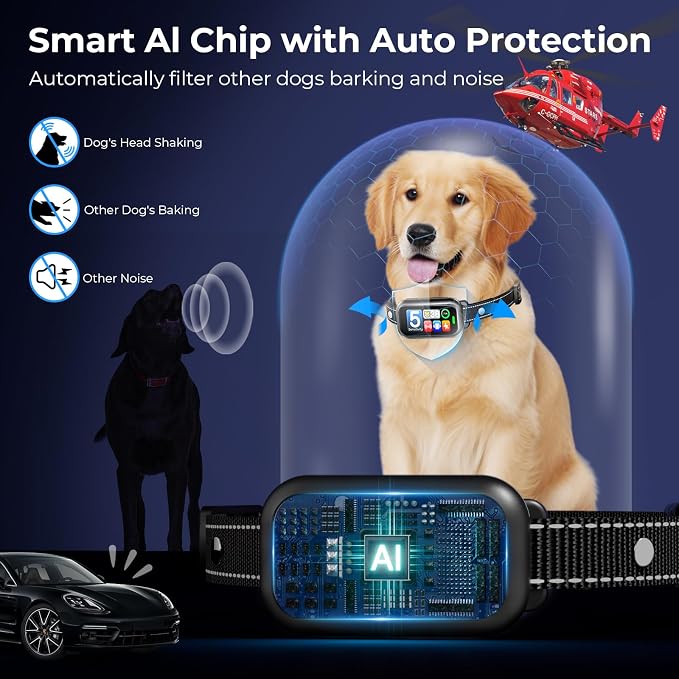 Smart Dog Bark Collar for Small Medium Large Dog, Effective No-Bark Collar | Fits 8-120lbs Dogs, 4 Training Modes, 5 Adjustable Sensitivity Levels, Built-in Bark Counter, Rechargeable, Waterproof