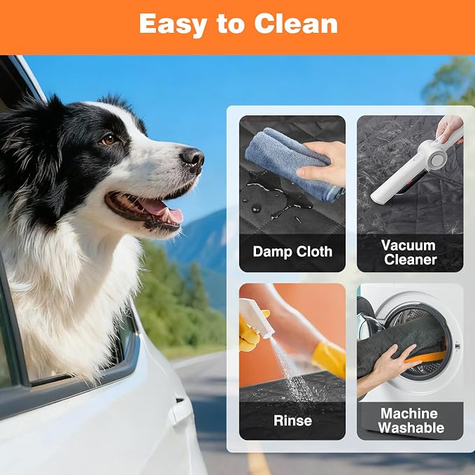 PetJoy Dog Car Seat Cover with Hammock Design – 600D Heavy Duty Waterproof & Scratch-Resistant Rear Seat Protector for Dogs, Non-Slip Back Seat Covers for Cars, Trucks, SUVs