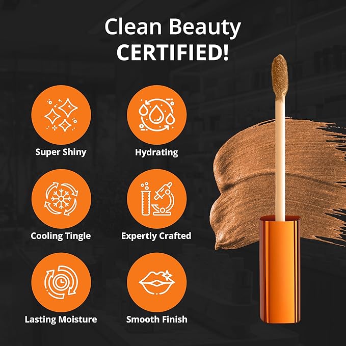 Brown Lip Gloss for Women – Hydrating, Vitamin E Infused – Smooth Application, Clean Formula – Brown Lipgloss, 1 Pack