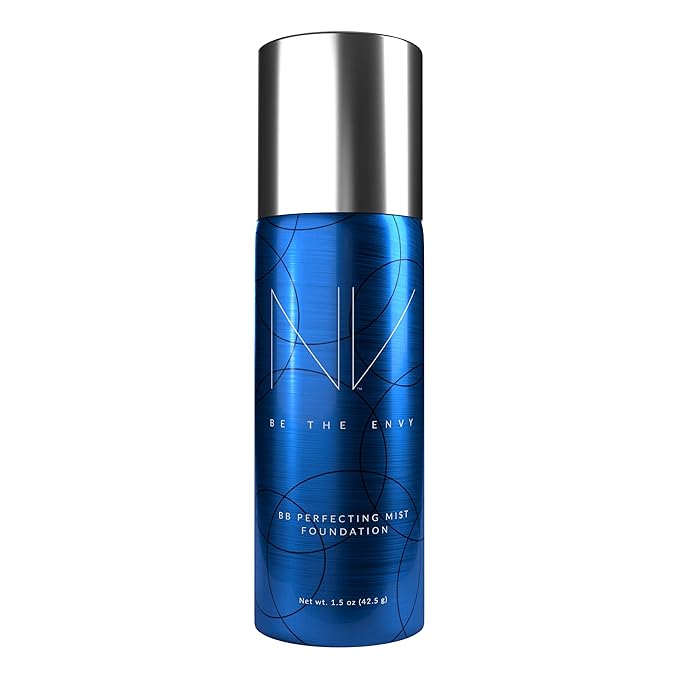 NV BB Perfecting Mist Foundation Buildable Coverage Professional Airbrush Makeup with Plant-based Stem Cell Polypeptides, Vitamins A, D, E and Aloe, 1.5 ounces, Warm Honey