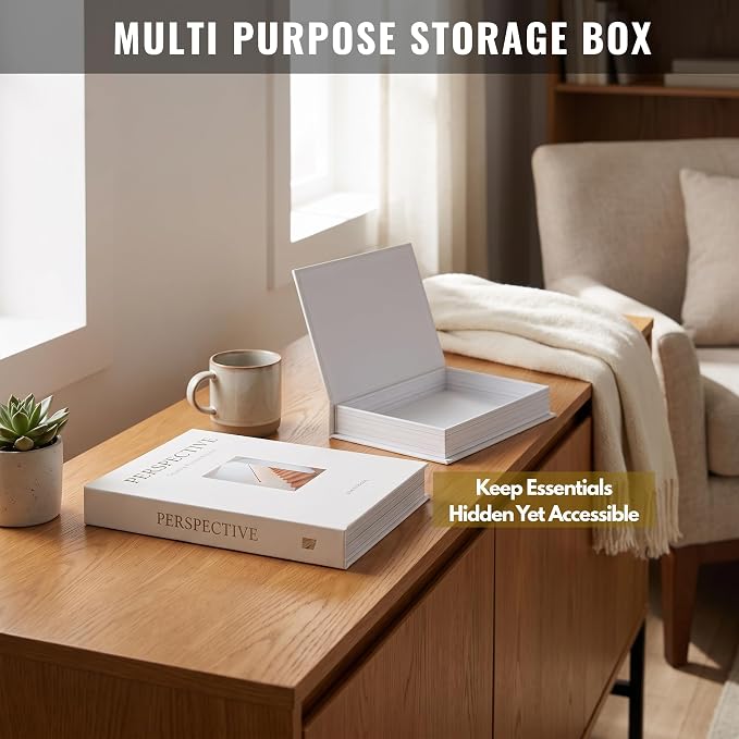 Beautiful Decorative Books - Set of 2 Boxes Enhance Your Coffee Table, Bookshelf or Mantel Shelf Decor - Aesthetic Fake/Faux Books for Modern Home Decoration, Photo Storage and as a Keepsake Box