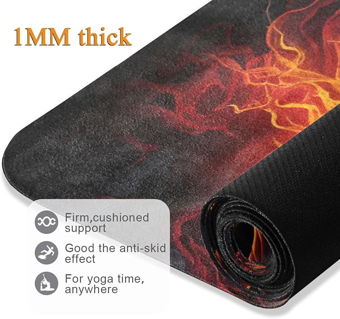 Skull Yoga Mat for Women Men 71" x 26" Non Slip Exercise & Fitness Mat 1mm Thick Workout Mat for Yoga, Pilates, Come with Storage Bag