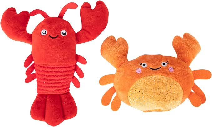 Fringe Studio Plush Dog Toy Set,You're Pretty Snappy Lobster & Crab 2 Piece Set,Pet Shop Collection (312061)