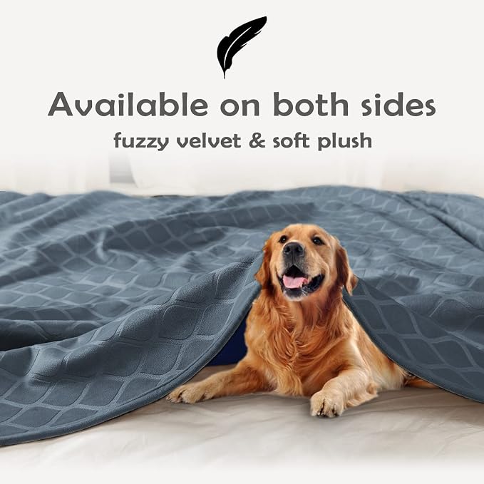 fuguitex Waterproof Dog Blanket Bed Cover Dog Crystal Velvet Moroccan Fuzzy Cozy Plush Pet Blanket Throw Blanket for Couch Sofa(68 * 82 inch, Blue+Navy)