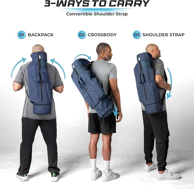 MAGNILAY Yoga Mat Bag - for Women and Men, Yoga Bag with Pockets and Adjustable Strap, Yoga Mat Carrier, Fits Mats Blocks and Yoga Accessories for Workouts, (32" L)