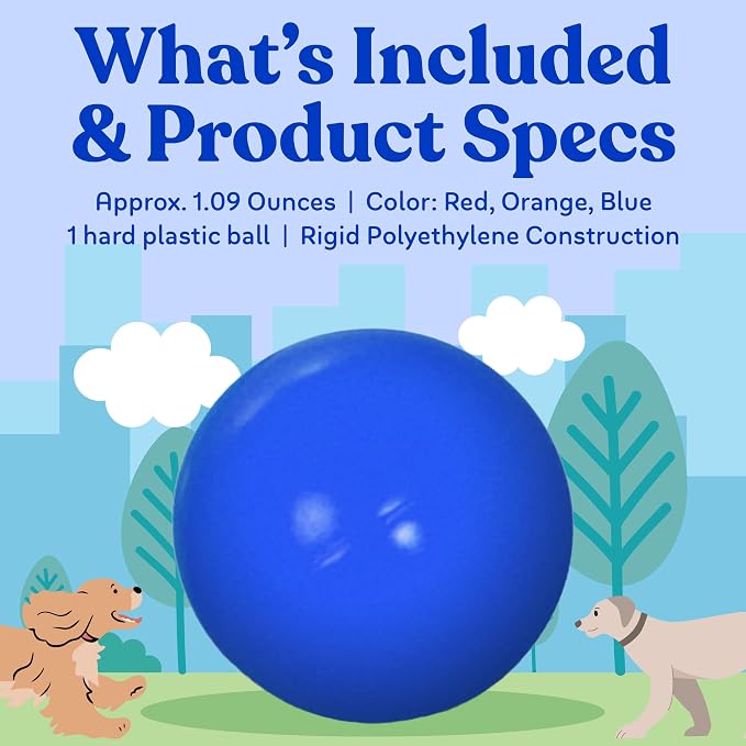 Doggie Dooley Virtually Indestructible Dog Ball - 4.5 Inch Hard Plastic Interactive Dog Toy for Large Breeds Over 1-30 lbs -Built for Herding & Push Play -Floats in Water, Made in USA -Colors May Vary