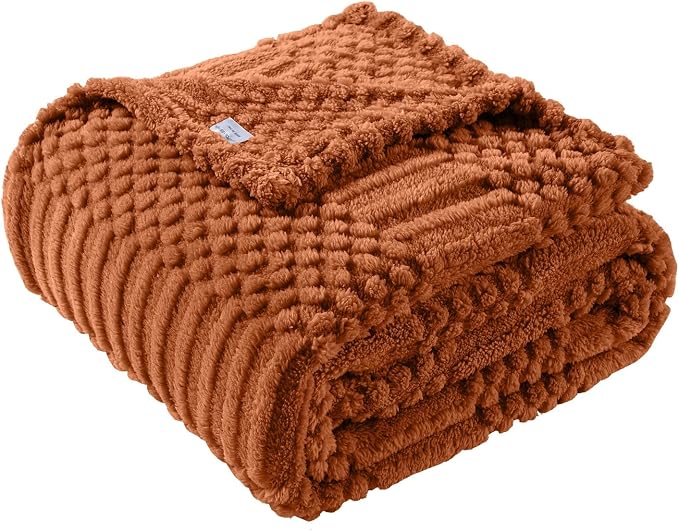 90x104 Inch Rust King Bed Blanket - Soft & Fluffy Fleece, Cute & Aesthetic, Perfect for Sofa, Couch, Bed, Living Room & Bedroom, All-Season Use, Plush & Cozy Decorative Blanket