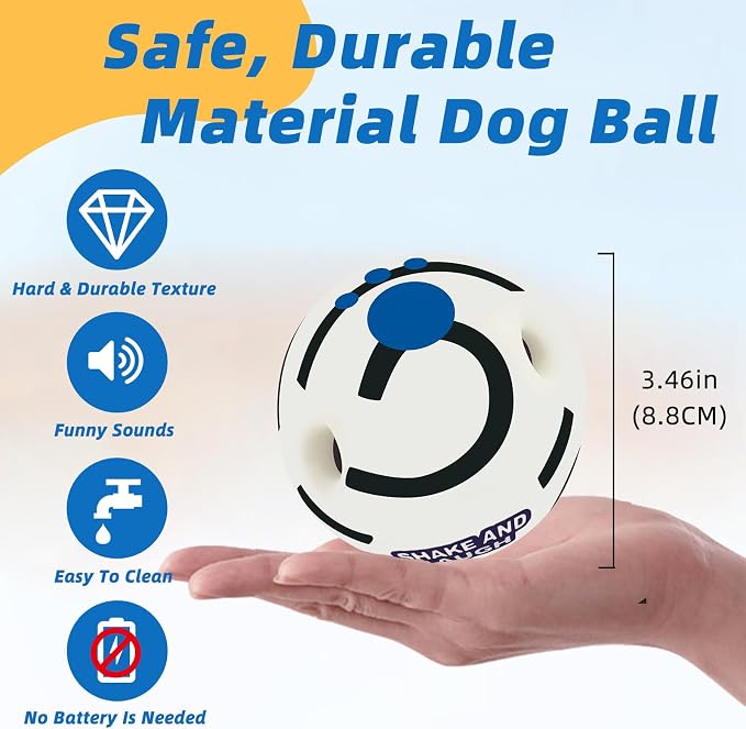 Glow in The Dark Dog Toys Ball, M, 3.46 in (8.8 cm) | Interactive, Shaking with Gibbering Sound