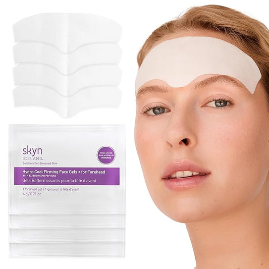 Skyn ICELAND Hydro Cool Firming Forehead Patches, 10 Minute Smoothing Treatment with Peptides and Hyaluronic Acid, All Skin Types, 4 Patches
