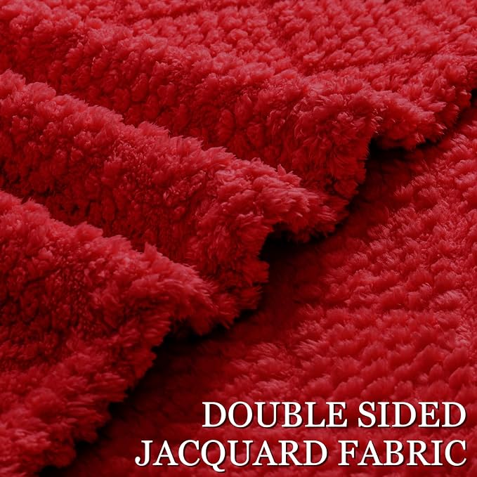 Whale Flotilla Soft Fleece King Size Blanket for Bed, Red | Jacquard Waffle Blankets for Home Decor, Lightweight and Cozy, All Season Suitable, 90x104 Inch