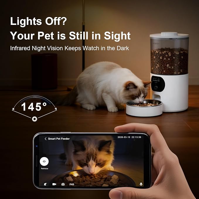 Automatic Cat Feeder with 2K Camera, 6.5L Smart App Control 5G/2.4WiFi