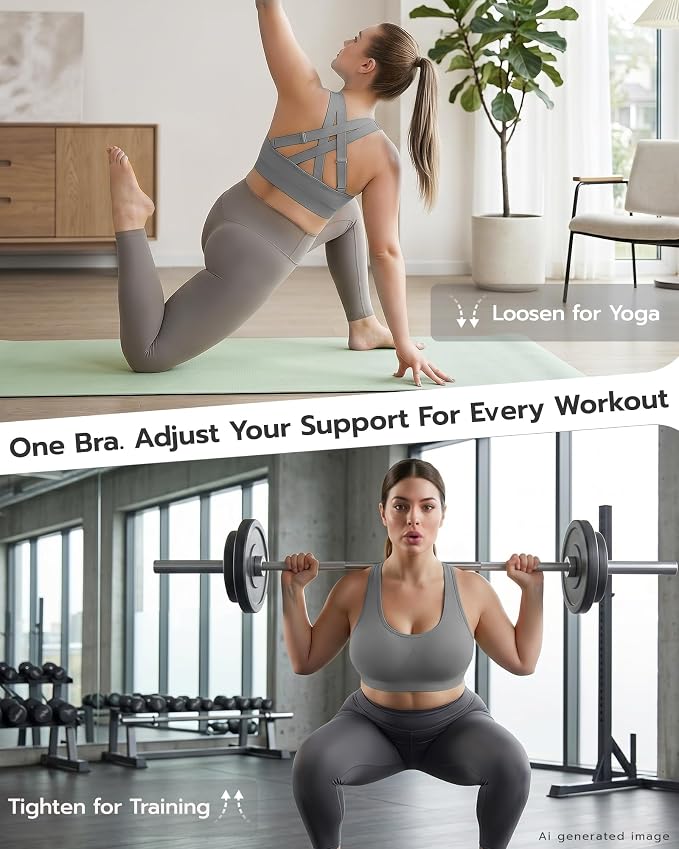 FITTIN Adjustable Sports Bra for Large-Bust: Adjust Support for Workout | No More Settling Dial in Your Perfect Fit Full Coverage No Spillage for Gym & Yoga - for C–DDD Cup Plus Size Large Bust Women