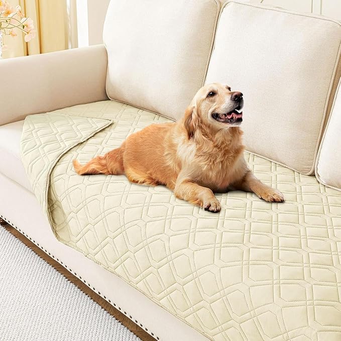 Waterproof Dog Bed Blanket - Soft Pet Blanket & Sofa Cover for Dogs | Reversible Washable Furniture Protector, Couch Covers for Pets (30x70 Inch, Beige/Beige)