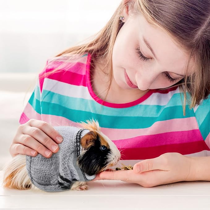 4 Pieces Guinea Pig Clothes Small Animal Rabbit Warm Vest Costume for Ferret, Bunny, Guinea Pig, Squirrel Halloween Party Cosplay Photo Shoot T-Shirt Winter Pet Sweatshirt