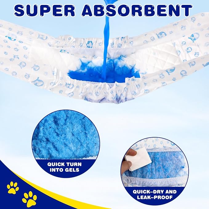 50 Count Disposable Dog Diapers Male with Wetness Indicator(X-Small) | Dog Belly Band Belly Bands for Male Dogs Male Dog Wraps,Super Absorbent Leak-Proof Fit for Incontinence Marking