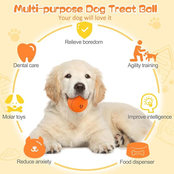 HIPPIH Dog Puzzle Toy 2 Pack, Interactive Dog Toys for Treat Dispensing | Durable Puppy Enrichment Toys, Dog Treat Ball for Teething, Slow Feeder, IQ Training, Blue-2.75'', Orange-3.14''
