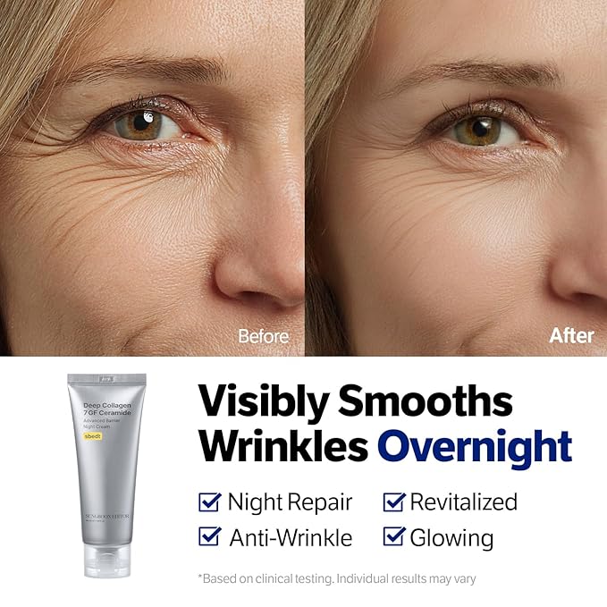 SUNGBOON EDITOR Deep Collagen 7GF Korean Night Cream for Face and Neck | Advanced Skincare Formula & Nighttime Moisturizer | 5 Ceramides & Retinol | Firm-Looking/Barrier-Supporting, 1.69oz