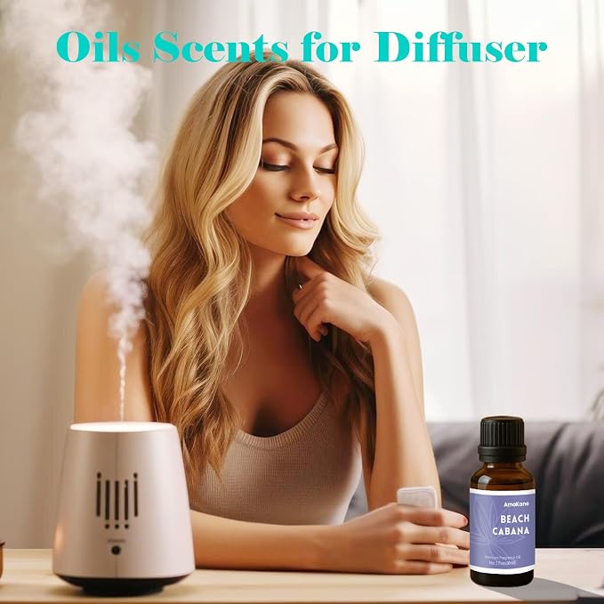 AmaKane Beach Cabana Fragrance Oil, Beach Essential Oil for Diffuser, Summer Fragrance Oil for Candle Making, DIY Soap Making Scents, Diffuser Oils for Home, Aromatherapy Oils, 30ml