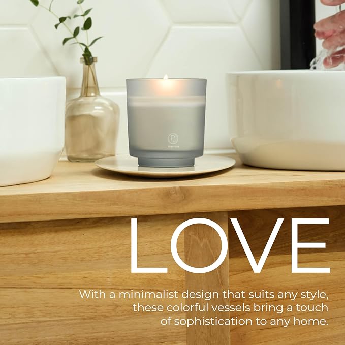 PartyLite Coastal Amber & Shea Scented, Notes of Ylang Ylang Flower, Citron & Coconut, 10oz 1-Wick Aromatherapy Refillable Jar Candle, 50 Hour Burn Time, Sustainable Wax in Reusable Vessel