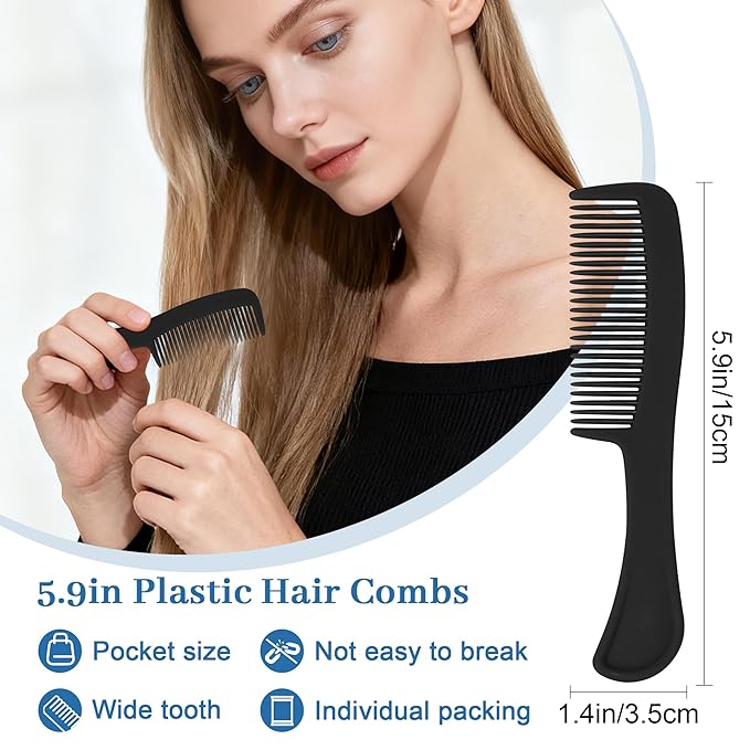 Combs Bulk Individually Wrapped Pocket Travel Hair Combs for Women, Men and Kids, Bulk Comb for Homeless Hotel Shelter Home Charity(black, Pack of 100)