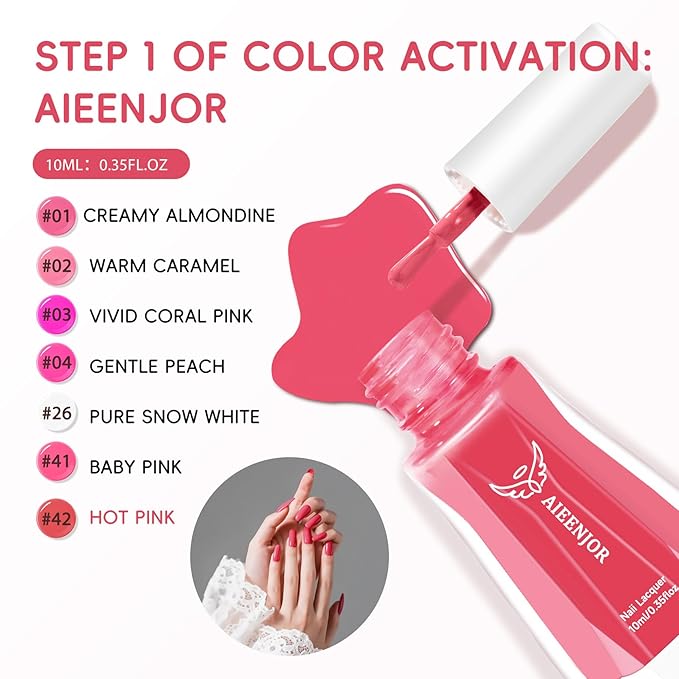 Pink Nail Polish, Hot Pink Quick Dry Nail Polish, Non-Gel, Streak Free, Long- Last Fingernail Polish for Nail Manicure Salon DIY Nail Art, 0.35 Fl Oz