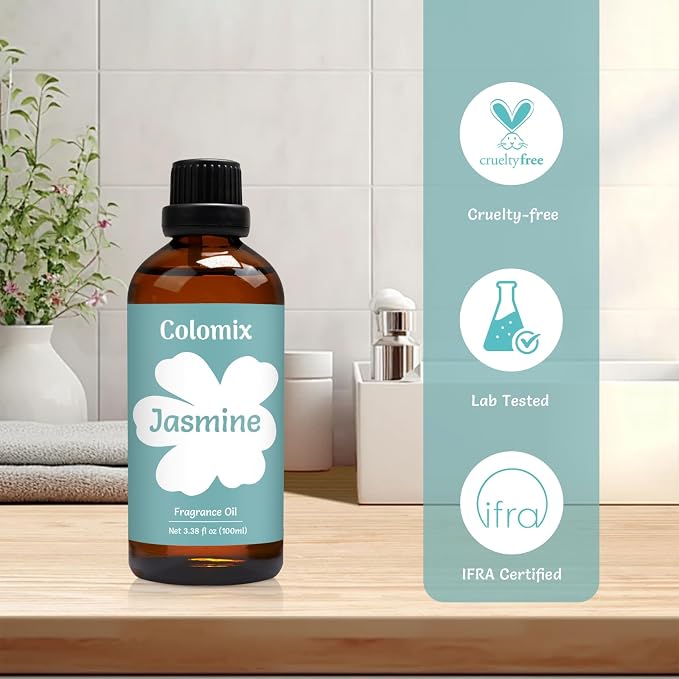 3.38 Fl.Oz Fragrance Oil, Premium Jasmine Oil for Soap Supplies, Candle Making and More DIY Projects, Essential Oils for Diffusers for Home, Soft Floral Scent Oils, Spring Aroma Oil Gifts