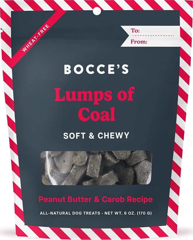 Bocce's Bakery Lumps of Coal Flavor Soft & Chewy Dog Treats, 6 oz | Oven Baked, Wheat-Free Everyday Dog Treat Cookies - Made with Real, Limited Ingredients and Baked in The USA