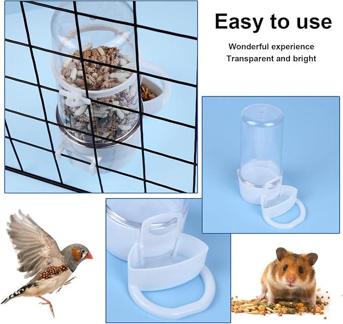 2 Packs Pet Feeder and Waterer, Self Dispensing Automatic Hamster Feeder, Food and Water Dispenser Set,Small Animal Dog Cat Pet Food Bowl, for Dogs Cats Pets Animals, 16x14cm, Blue (Clean)