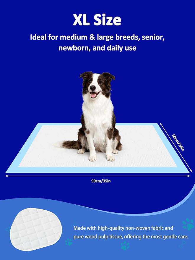 Ownpets XL Dog Training Pads 35x32, 6-Layer Leak-Proof Pee Pads, 20 Count | Absorbent 6 Layer, Quick-Dry Surface Locks Moisture & Odors, Non-Slip Backing, Ideal for Puppies, Seniors & Large Breeds
